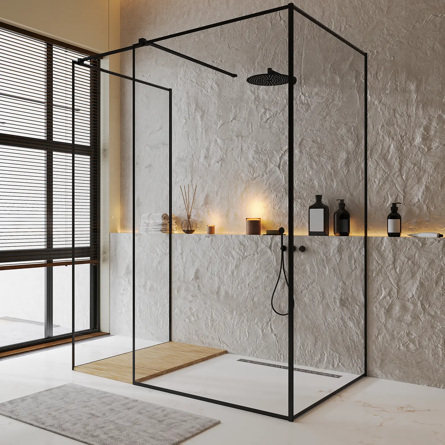 Eine moderne barrierefreie Dusche